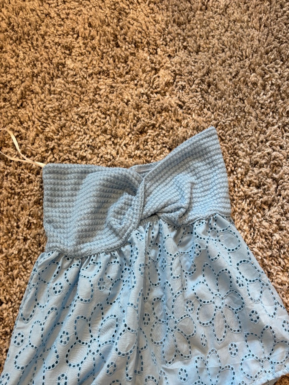Light blue strapless eyelet top 🩵